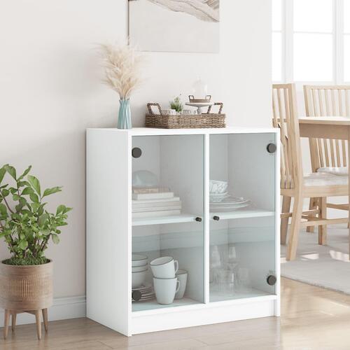 Skab med glaslåger 68x37x75,5 cm hvid