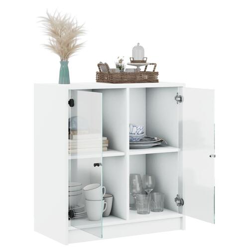 Skab med glaslåger 68x37x75,5 cm hvid