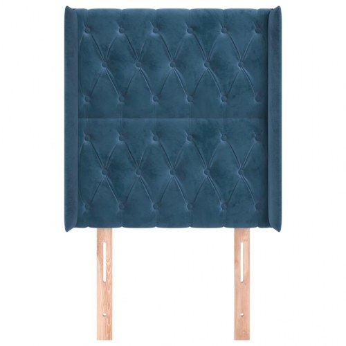 Sengegavl med kanter i fløjl 83 x 16 x 118/128 cm - mørkeblå