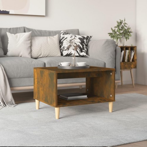Sofabord 60x50x40 cm konstrueret træ røget egetræsfarve