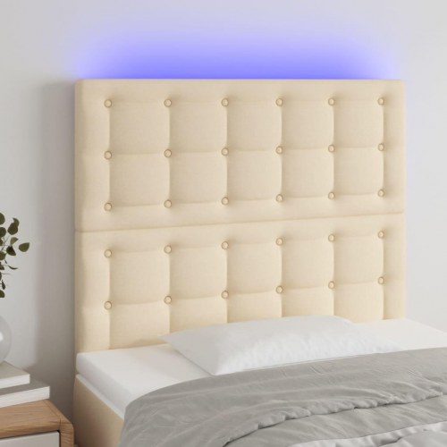 Sengegavl med LED-lys 90 x 5 x 118/128 cm - cremefarvet