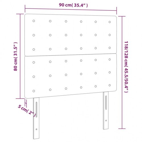 Sengegavl med LED-lys 90 x 5 x 118/128 cm - cremefarvet