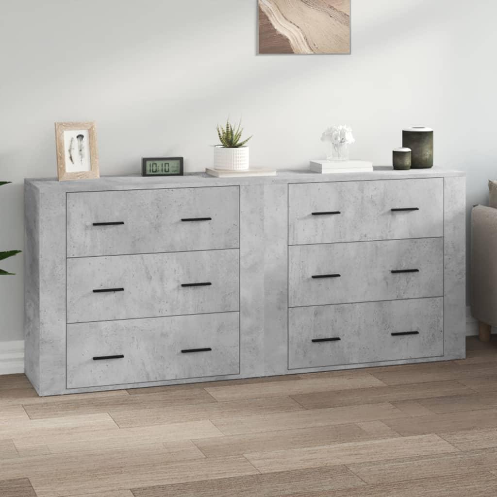 Skænke 2 stk. i konstrueret træ - betongrå, 80 × 33 × 70 cm