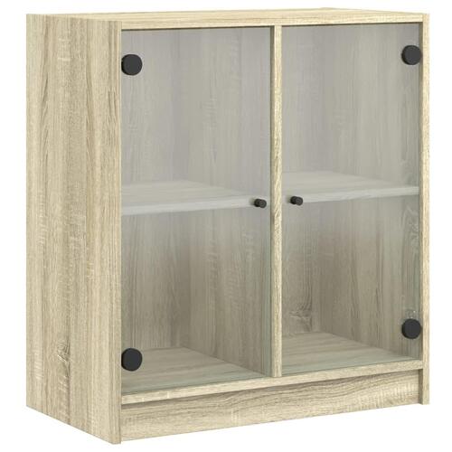 Skab med glaslåger 68x37x75,5 cm sonoma-eg