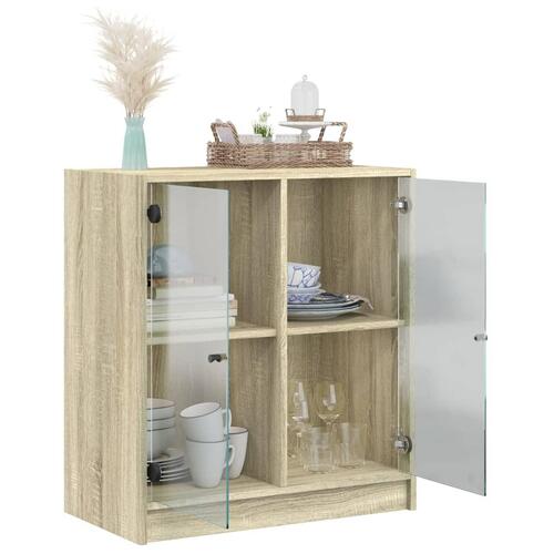 Skab med glaslåger 68x37x75,5 cm sonoma-eg