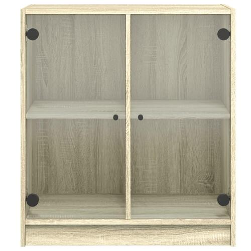 Skab med glaslåger 68x37x75,5 cm sonoma-eg