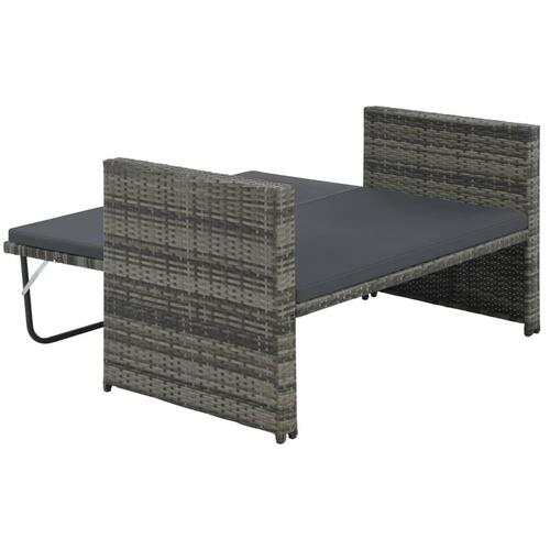 Haveloungesæt 2 dele med hynder polyrattan grå
