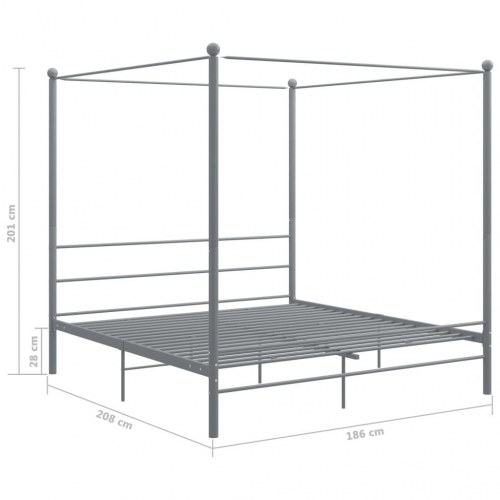 Sengestel til himmelseng 180×200 cm - metal, grå