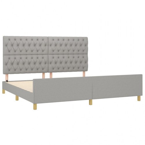 Sengeramme med sengegavl 200×200 cm - stof, lysegrå