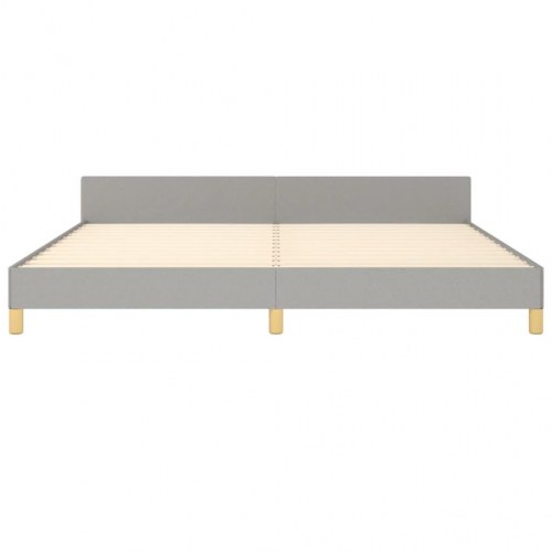 Sengeramme med sengegavl 200×200 cm - stof, lysegrå