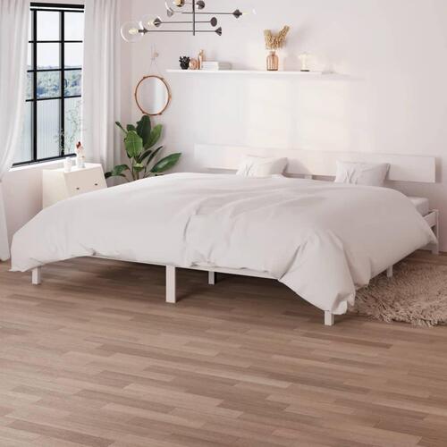 Sengeramme 180x200 cm Super King massivt fyrretræ hvid