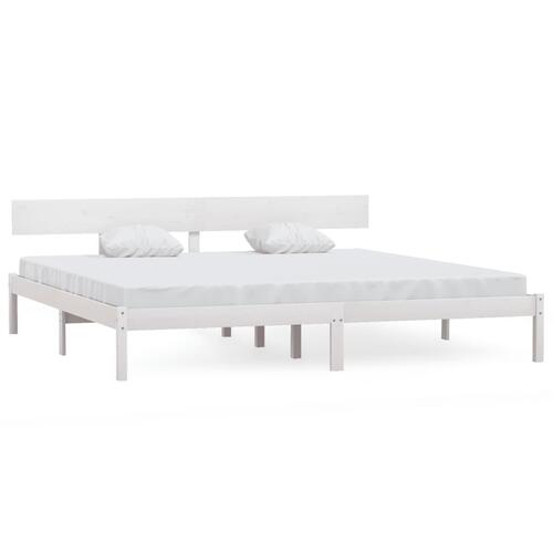 Sengeramme 180x200 cm Super King massivt fyrretræ hvid