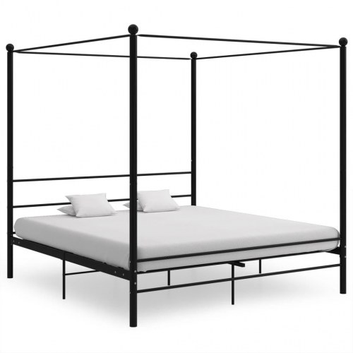 Sengestel til himmelseng 200×200 cm - metal, sort