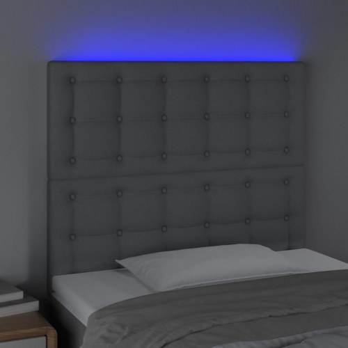 Sengegavl med LED-lys 100 x 5 x 118/128 cm - lysegrå