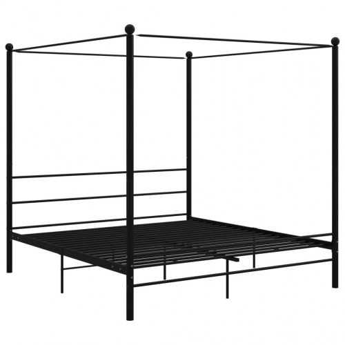 Sengestel til himmelseng 200×200 cm - metal, sort