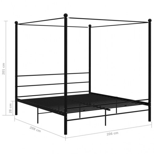 Sengestel til himmelseng 200×200 cm - metal, sort