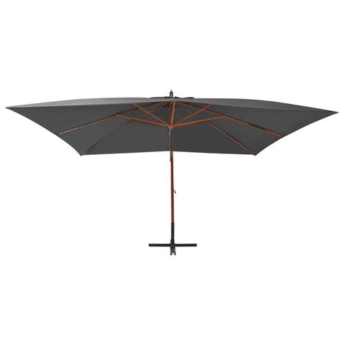 Hængeparasol 400x300 cm træstang antracitgrå