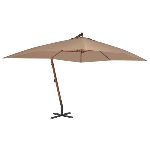 Hængeparasol 400x300 cm træstang gråbrun