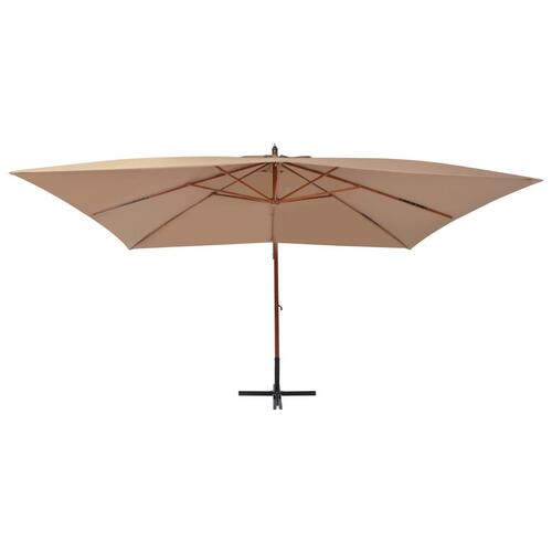 Hængeparasol 400x300 cm træstang gråbrun