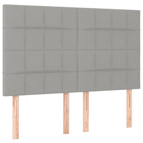 Sengeramme med sengegavl 140x190 cm - stof, lysegrå