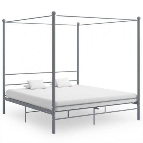 Sengestel til himmelseng 200x200 cm i metal - grå
