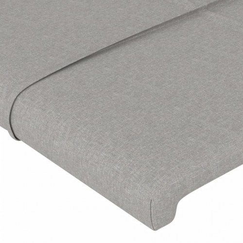 Sengeramme med sengegavl 140x190 cm - stof, lysegrå