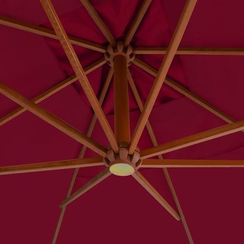 Hængeparasol med træstang 400x300 cm bordeaux