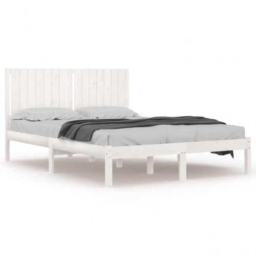 Sengeramme uden madras 160x200 cm massivt fyrretræ hvid