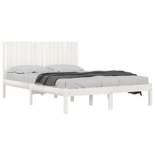 Sengeramme uden madras 160x200 cm massivt fyrretræ hvid