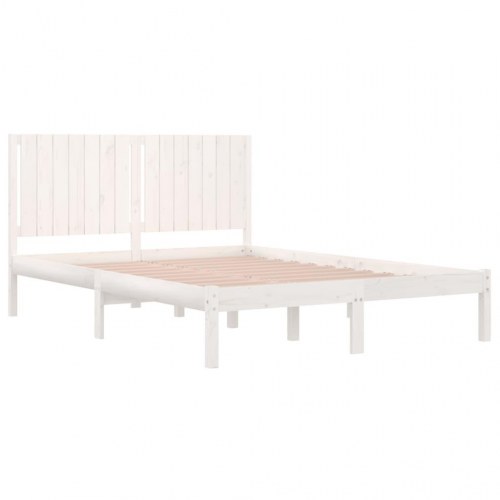 Sengeramme uden madras 160x200 cm massivt fyrretræ hvid