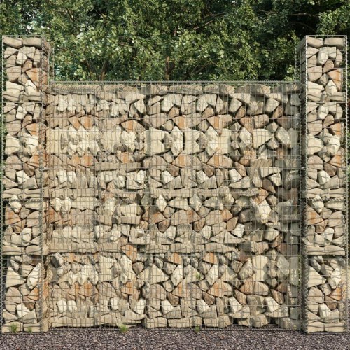 Gabionkurve 3 stk. 25 x 25 x 197 cm - galvaniseret stål