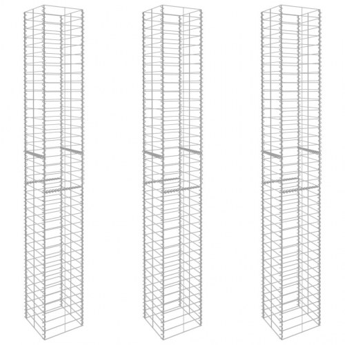 Gabionkurve 3 stk. 25 x 25 x 197 cm - galvaniseret stål