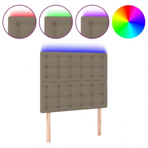 Sengegavl med LED-lys 100 x 5 x 118/128 cm stof - gråbrun