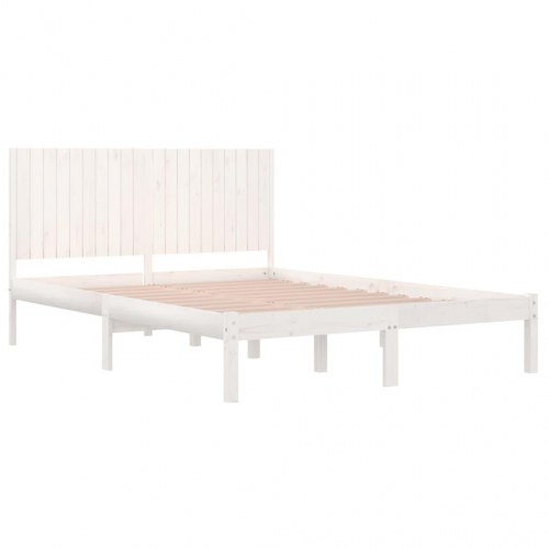 Sengeramme 200x200 cm i massivt fyrretræ - hvid, med hovedgærde