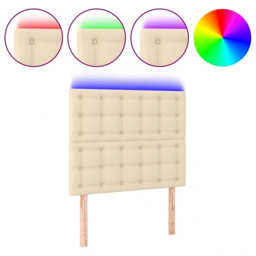 Sengegavl med LED-lys 100 x 5 x 118/128 cm - cremefarvet