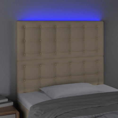 Sengegavl med LED-lys 100 x 5 x 118/128 cm - cremefarvet