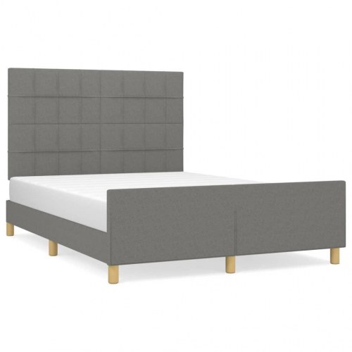 Sengeramme med sengegavl 140x190 cm - stof, mørkegrå