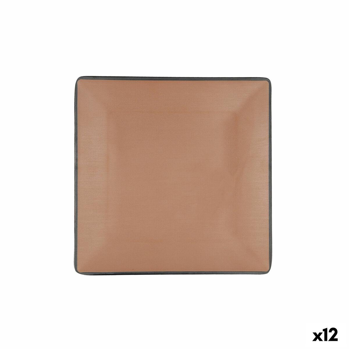 Bidasoa Gio flad middagstallerken brun plastik 21,5 × 21,5 cm - 12 stk.