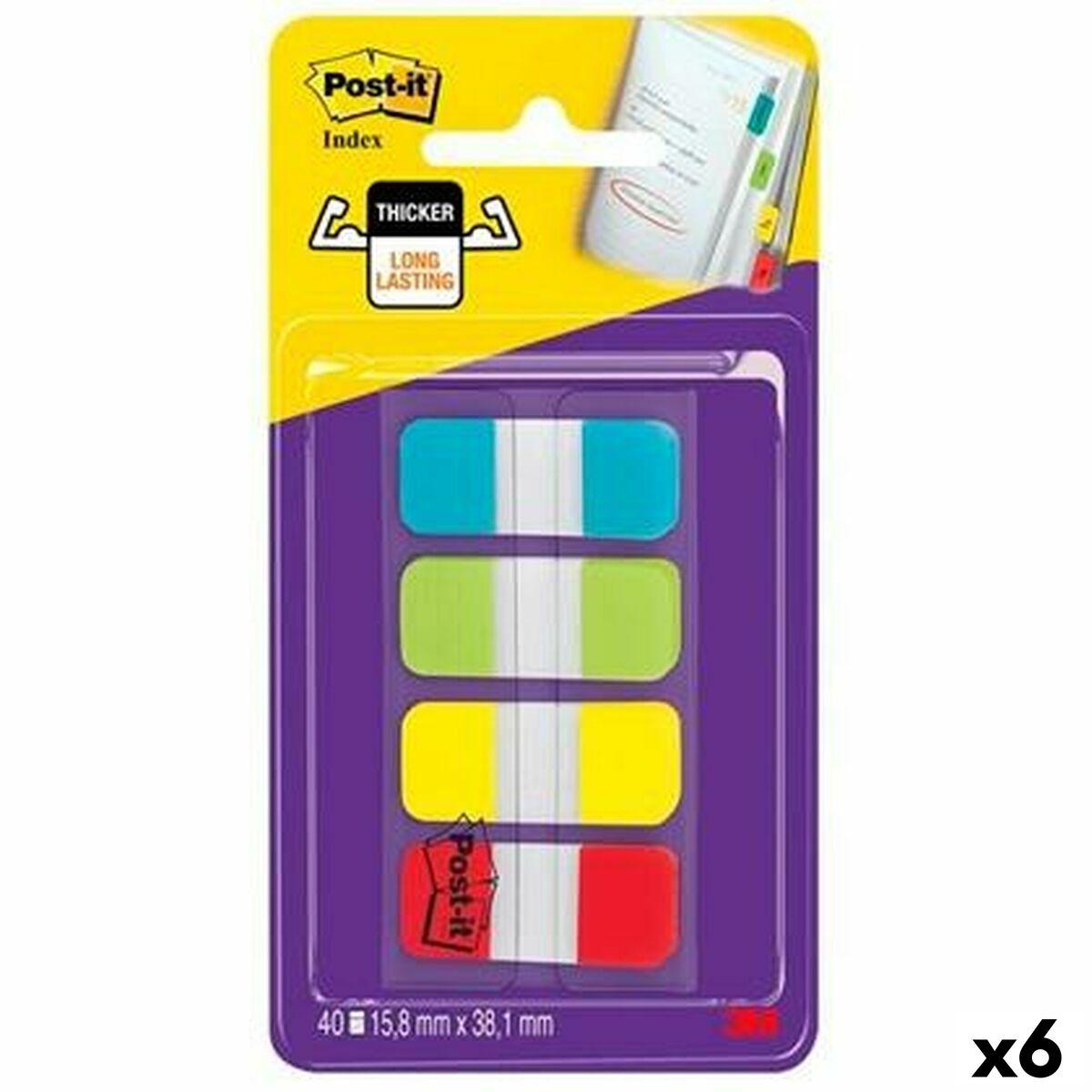 Post-it Index klæbesedler, multifarver, 40 ark, 15,8 × 38 mm (6 pak)
