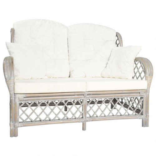 2-personers sofa i rattan - grå