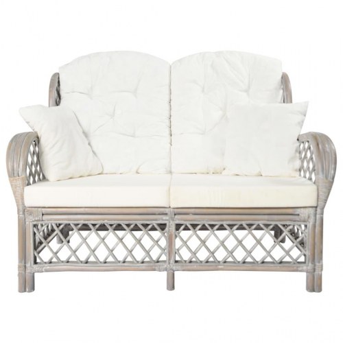 2-personers sofa i rattan - grå