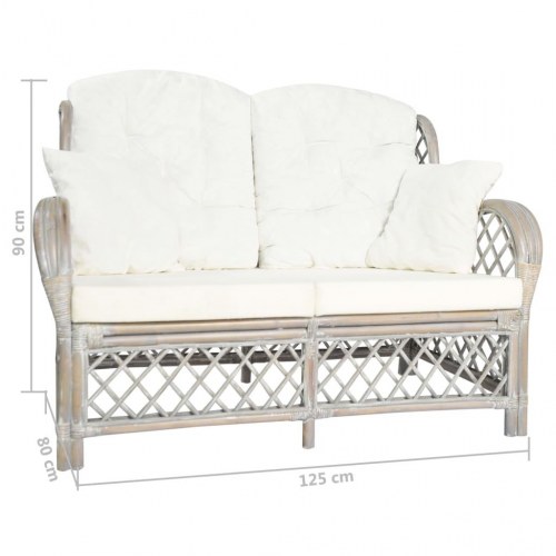 2-personers sofa i rattan - grå