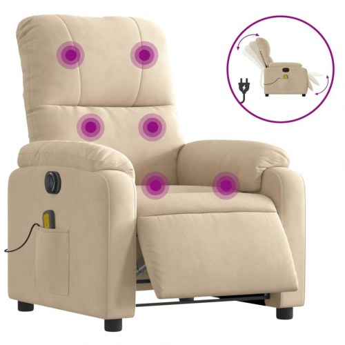 Massagestol i mikrofiberstof - cremefarvet