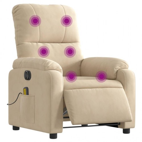 Massagestol i mikrofiberstof - cremefarvet
