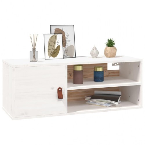 Vægskab 80x30x30 cm massivt fyrretræ hvid