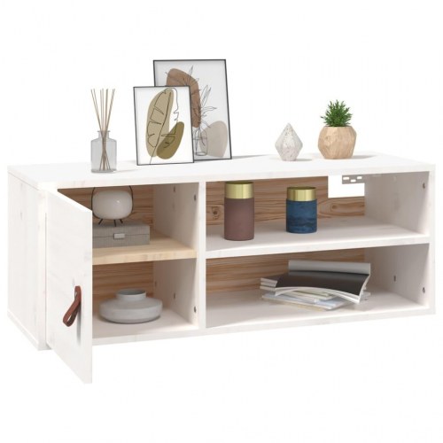 Vægskab 80x30x30 cm massivt fyrretræ hvid