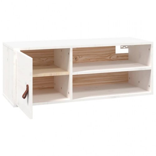 Vægskab 80x30x30 cm massivt fyrretræ hvid