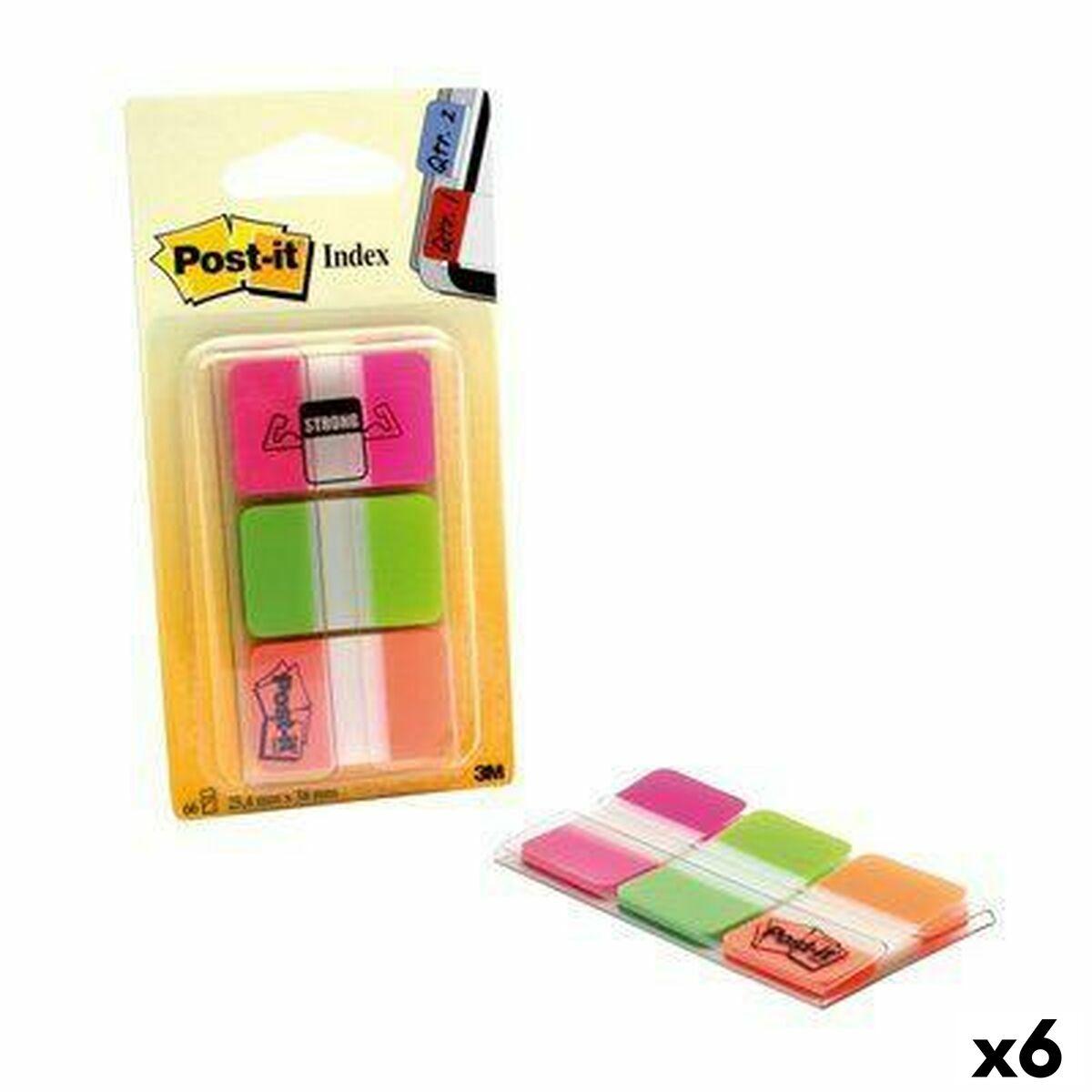Post-it Index klæbende noter, multifarvet 25 × 38 mm - 6 enheder