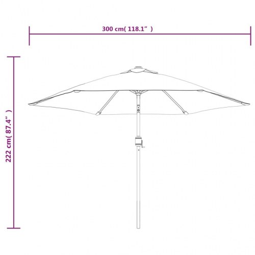 Udendørs parasol med metalstang 300 cm - gråbrun
