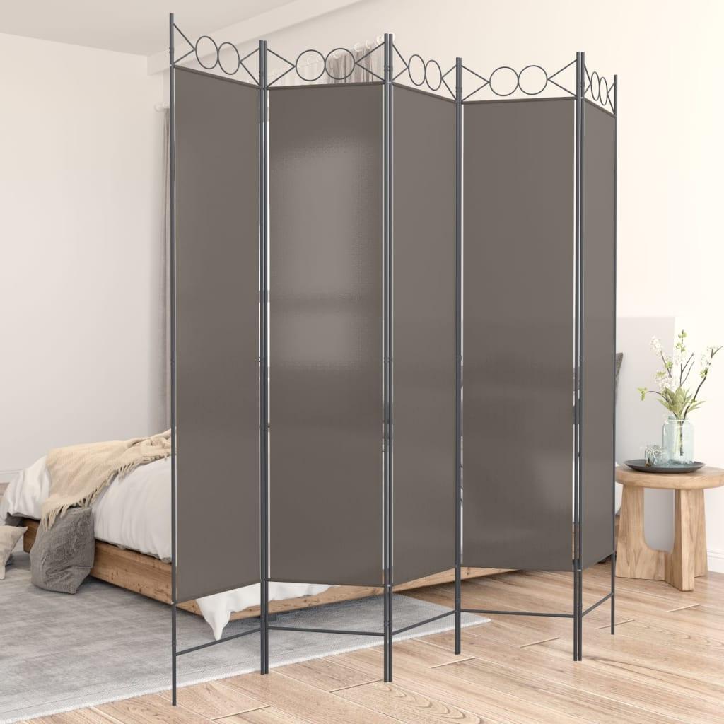 5-panels rumdeler 200x200 cm stof antracitgrå